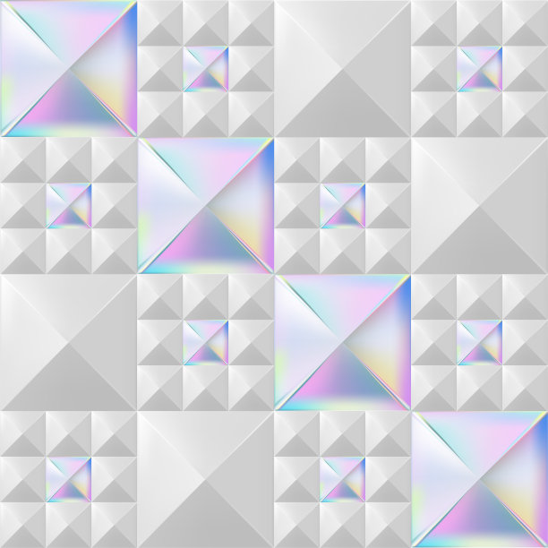 时尚无缝铆钉图案，白色和全息图片下载