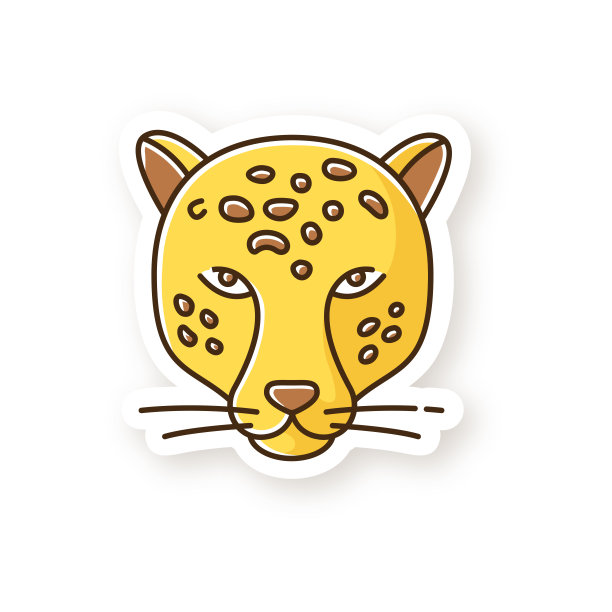捷豹补丁。豹子头。猎豹。生活在南美洲的大型野生斑点猫。积极的捕食者。丛林居民。美国豹。RGB彩色印刷不干胶。向量孤立的插图图片下载
