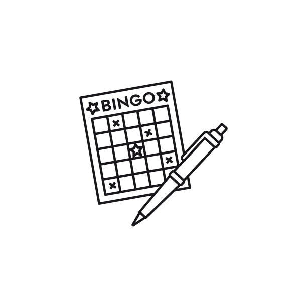 宾果卡和圆珠笔矢量线条图标图片下载