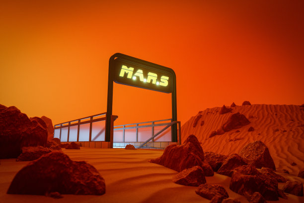 火星上的地铁站(3d渲染)图片下载