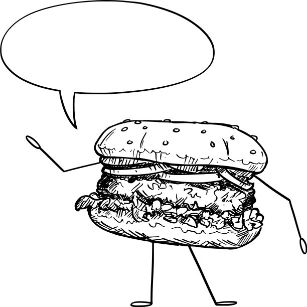 汉堡或汉堡卡通人物的讲话图片下载