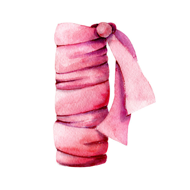 粉色的礼物丝带，蝴蝶结，花束。手水彩插图孤立的白色背景。采购产品设计模板，贺卡，婚礼，生日，封面，剪纸，包装，包装。图片下载