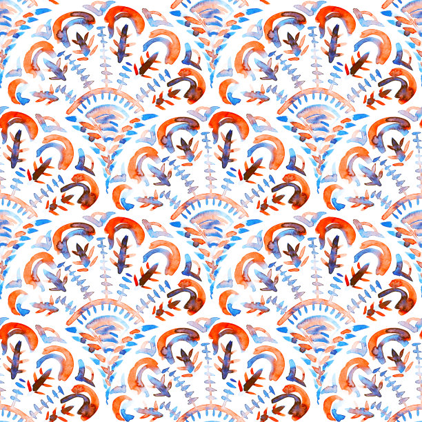 星街叶波无缝水彩图案。图片下载