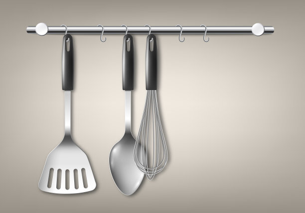 厨房炊具或实物制作的矢量插图孤立。图片下载