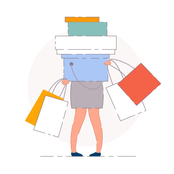 女人购物袋。孤立的向量的女人图片下载