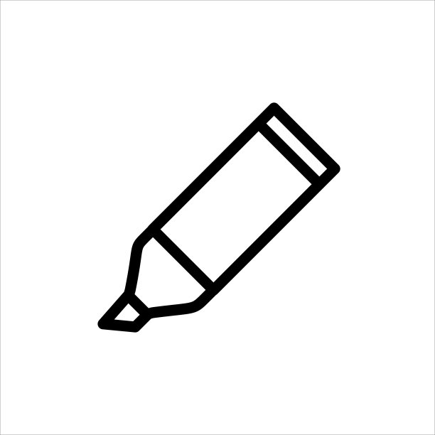 标记，荧光笔扁平线条矢量图标图片下载