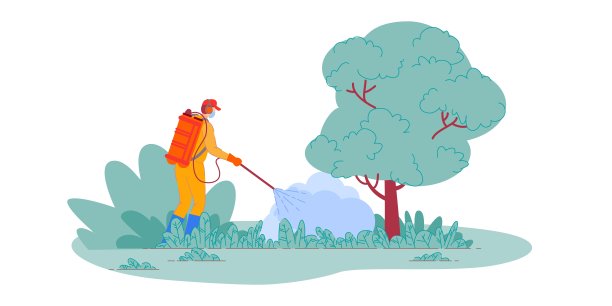 农药喷洒。孤立的农民图片下载