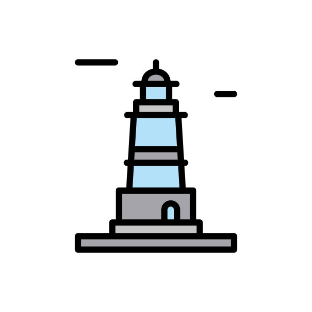 导航灯塔图标。简单的颜色与灯塔图标的轮廓矢量元素，用于UI和UX，网站或移动应用程序图片下载