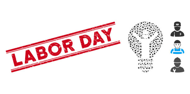 划劳动节线印章和马赛克图片下载