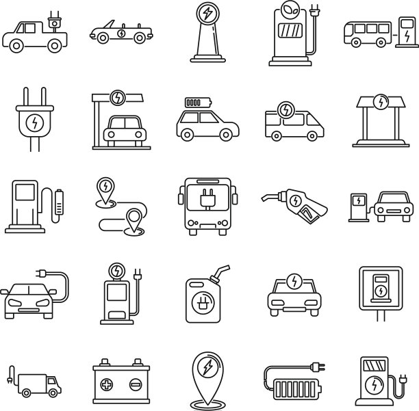 电动加油车图标设置轮廓风格图片下载