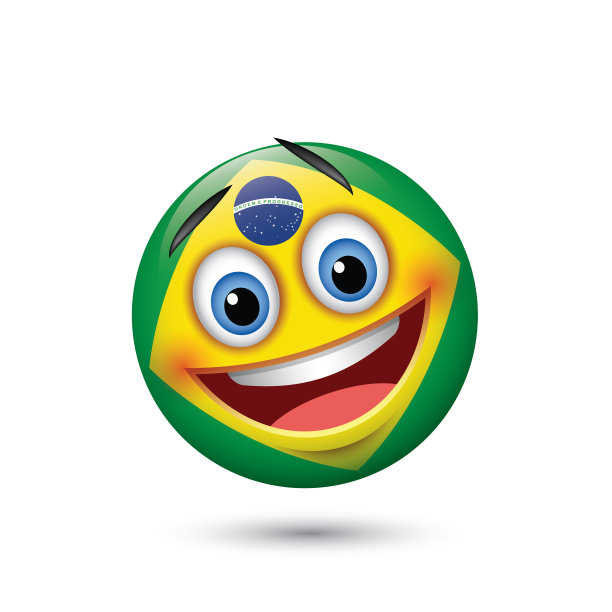 可爱的表情孤立在白色背景与巴西国旗动机矢量插图图片下载