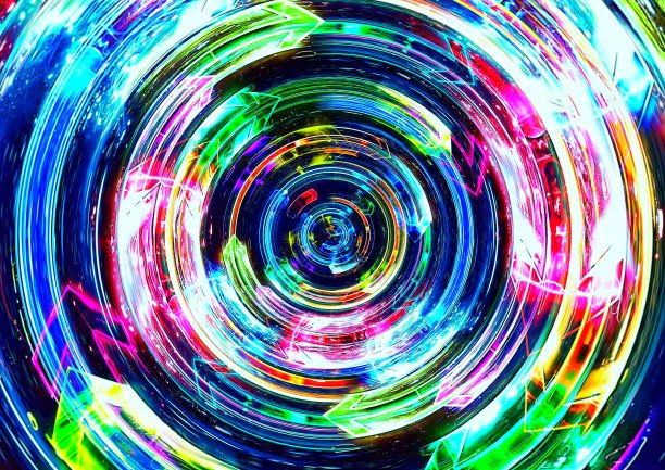 无数盘旋的彩色箭头图片下载