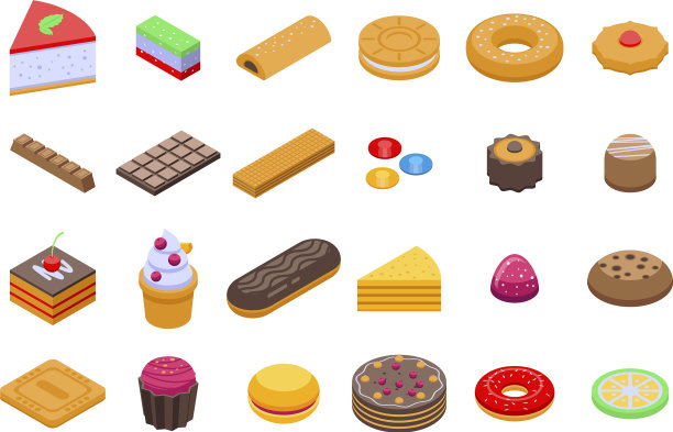 糖果图标设置等距风格图片下载