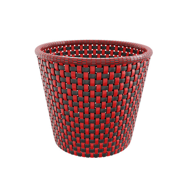 红色和黑色的篮子塑料隔离在白色的背景。剪切部分。3 d渲染。图片下载