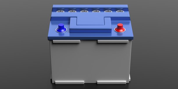 汽车电池黑色背景。三维演示图片下载