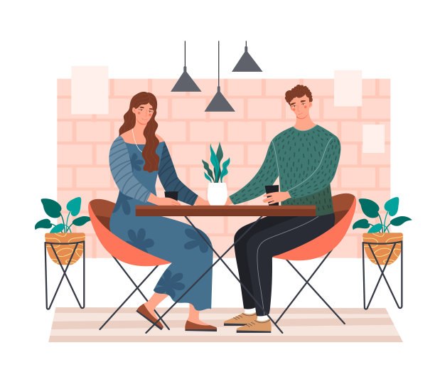 一对年轻情侣在咖啡馆里享受约会图片下载
