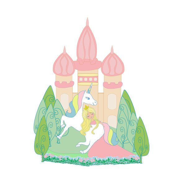 美丽的公主和可爱的独角兽图片下载
