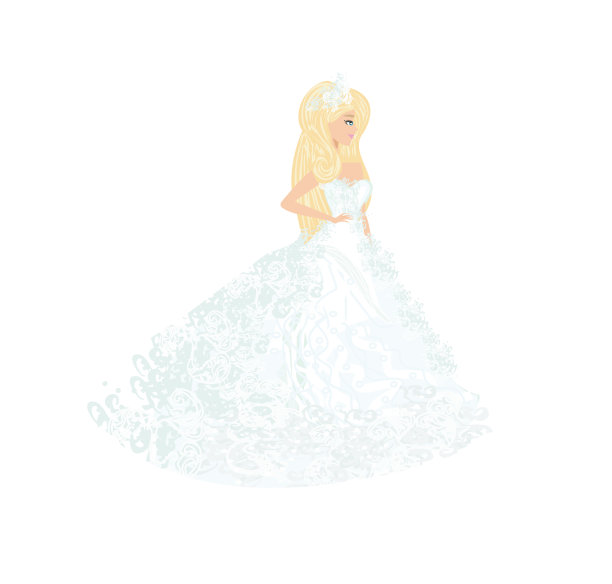 美丽的新娘穿着优雅的婚纱图片下载