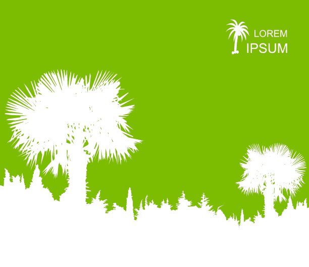 热带树木和山脉的旗帜图片下载