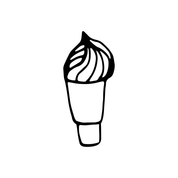 手绘元素冰淇淋，贺卡，海报，食谱，烹饪设计。孤立在白色背景上。涂鸦矢量插图。图片下载