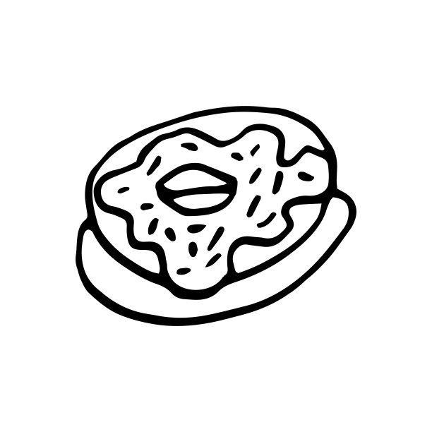 单手绘制的甜甜圈贺卡，海报，食谱，烹饪设计。孤立在白色背景上。涂鸦矢量插图。图片下载