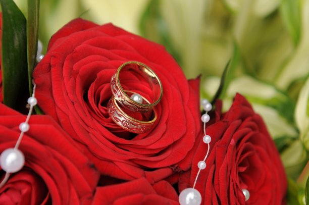 新娘捧金结婚戒指图片下载