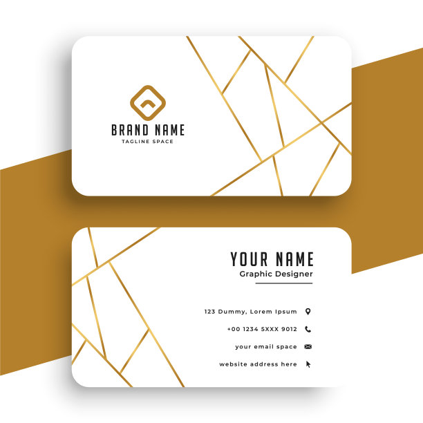 优雅的白色和金色名片模板图片下载