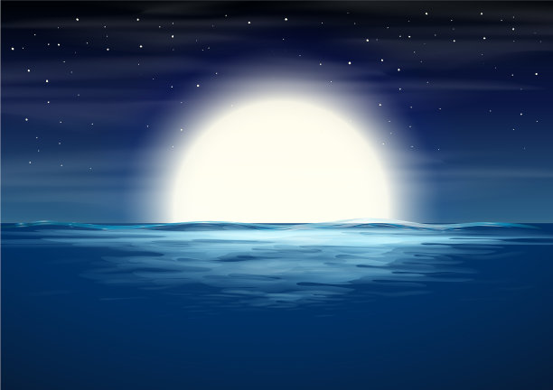 海上满月图片下载