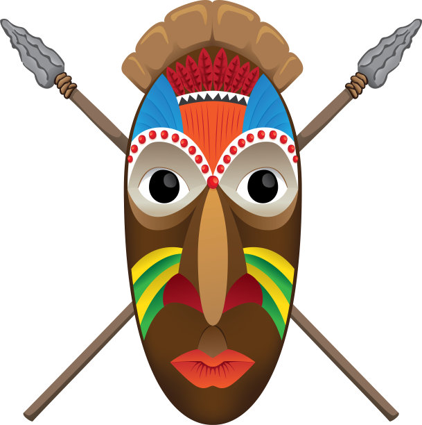 艺术非洲文化仪式面具和战争矛图片下载