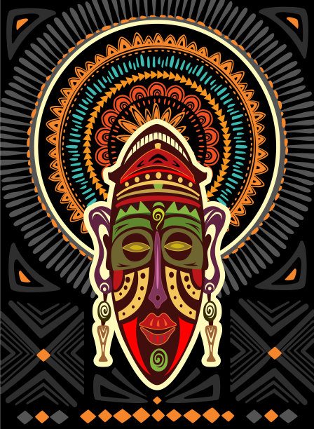非洲面具的背景与几何图片下载