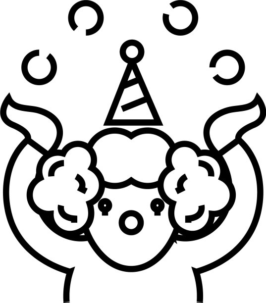 小丑焦点线图标概念标志轮廓图片下载