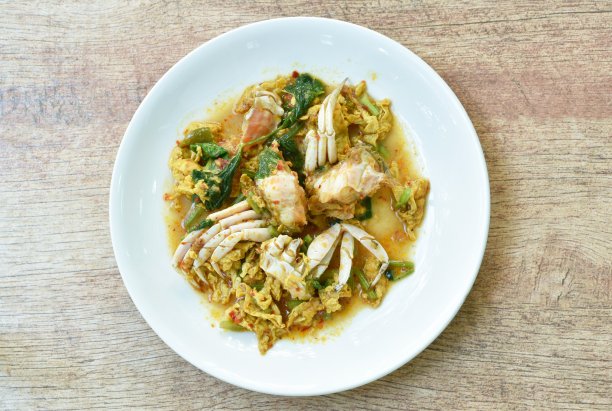 黄咖喱蛋炒游泳蟹图片下载