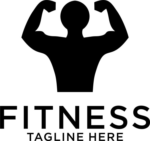 健身徽章与运动器材和人员图片下载