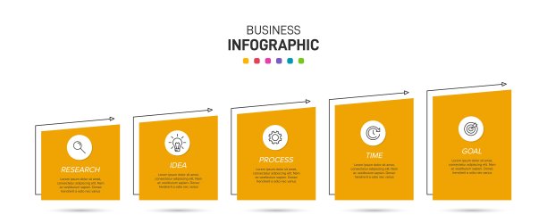 信息图形设计与图标和5个选项或步骤。细线的向量。信息图的业务概念。可用于信息图形，流程图，演示文稿，网站，横幅，印刷材料。图片下载