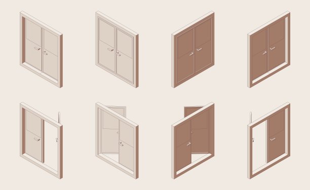 等距轮廓套关闭和打开双门图片下载