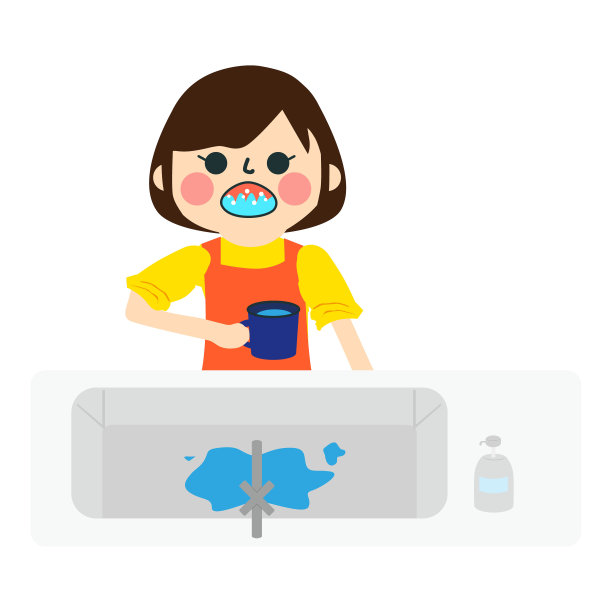 一个女孩正在用漱口水漱口图片下载