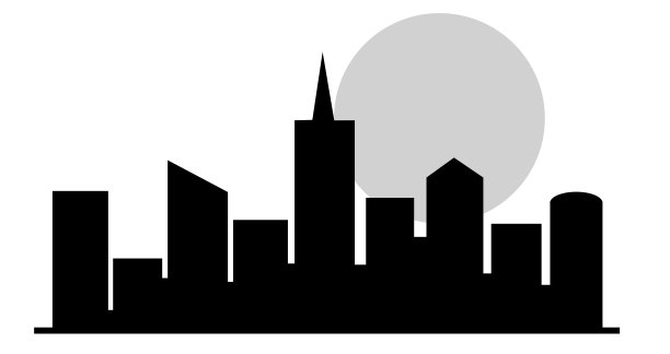 摩天大楼和多层建筑在阳光的背景下。城市中的日落图片下载