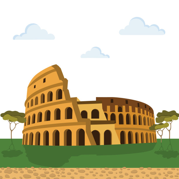 意大利罗马斗兽场。欧洲。国家的象征。古罗马角斗士的象征。矢量插图。图片下载