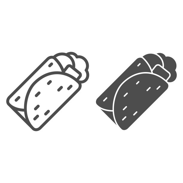 沙瓦玛线和固体图标，街头食品概念，Doner烤肉标志在白色背景，沙瓦玛图标轮廓风格的移动概念和网页设计。矢量图形。图片下载