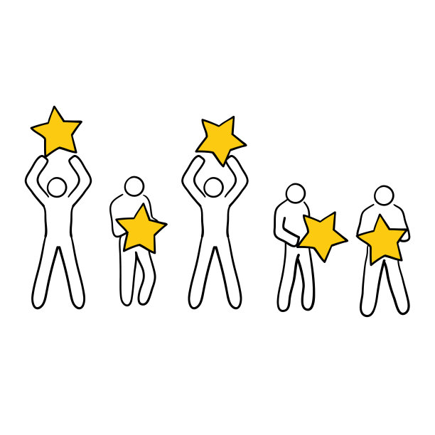 手绘客户评价。人们会给出评价和反馈。涂鸦矢量插图。客户的选择。评定星级反馈。业务满意的支持。图片下载