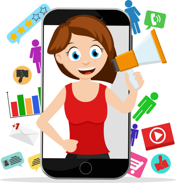 女孩博主对着手机的扩音器大喊图片下载