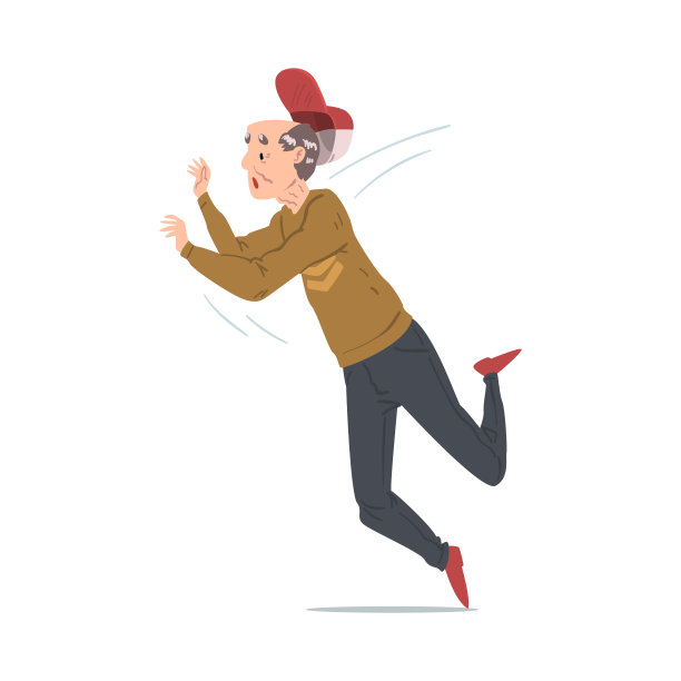 老人绊人跌倒，退休男性人前跌倒，意外，疼痛和伤害卡通风格矢量插图图片下载