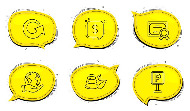 水疗石头，停车和重新加载图标设置。付款信息的信号。巴斯，停车场，更新。融资。向量图片下载