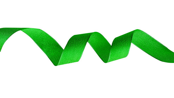 绿色丝带孤立在白色背景上。图片下载