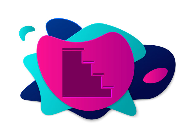 彩色楼梯图标孤立的白色背景图片下载