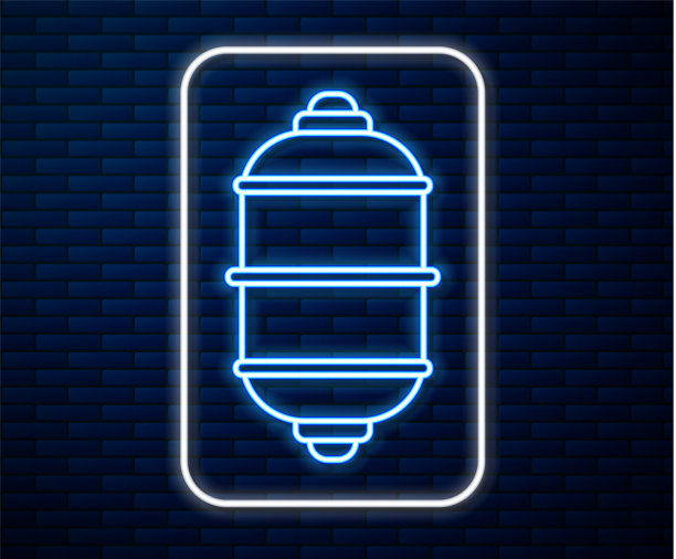 发光的霓虹灯线中国纸灯笼图标图片下载