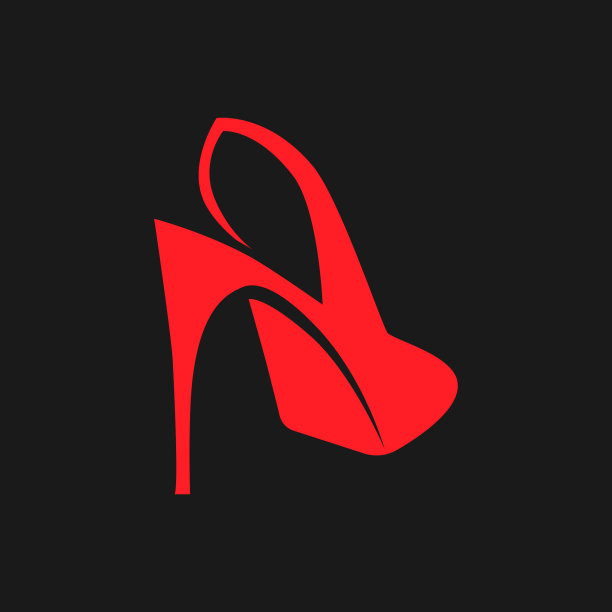 红色高跟鞋标志上的黑色背景图片下载