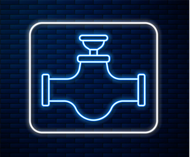 发光霓虹灯线工业金属管道和阀门图片下载