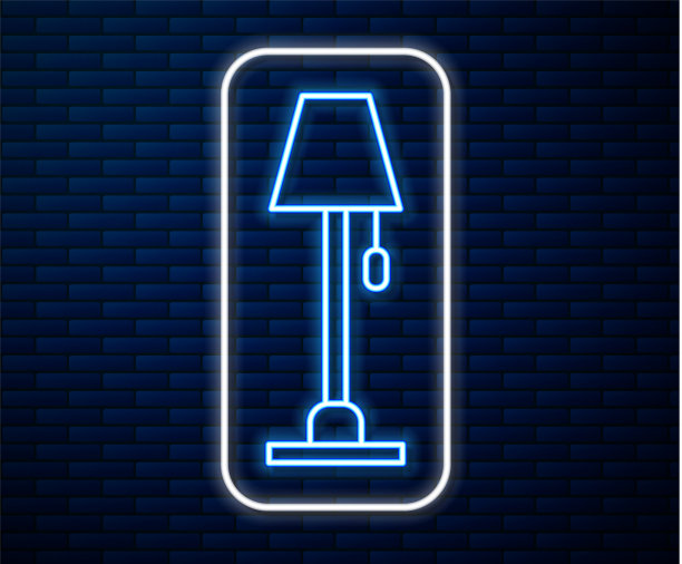 发光的霓虹灯线落地灯图标隔离图片下载
