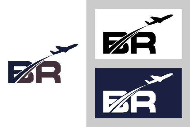 首字母b和r带有航空标志设计图片下载